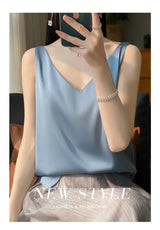 Ice Silk Satin V‑Neck Camisole Crop Top