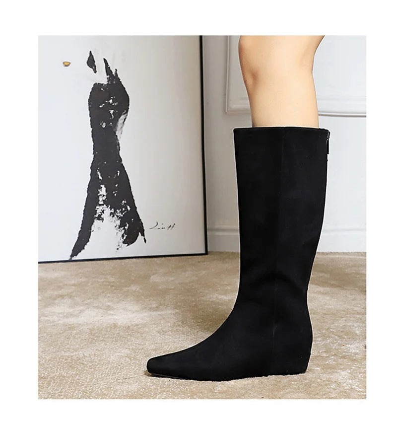 Korean Suede Knee High Boots