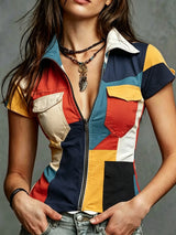 Ava Zip-Up Denim Style Shirt