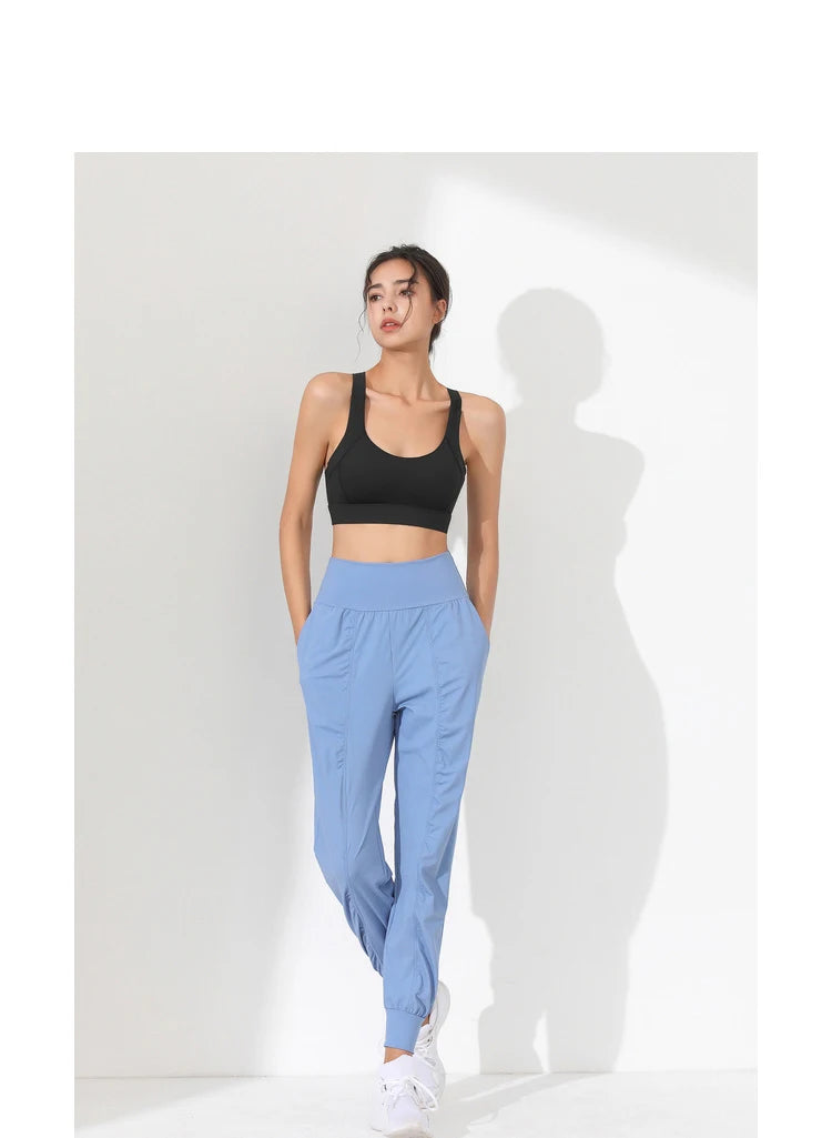 Hearuisavy Loose Quick-Dry Yoga Pants – Pleated Jogging Capris with Pockets