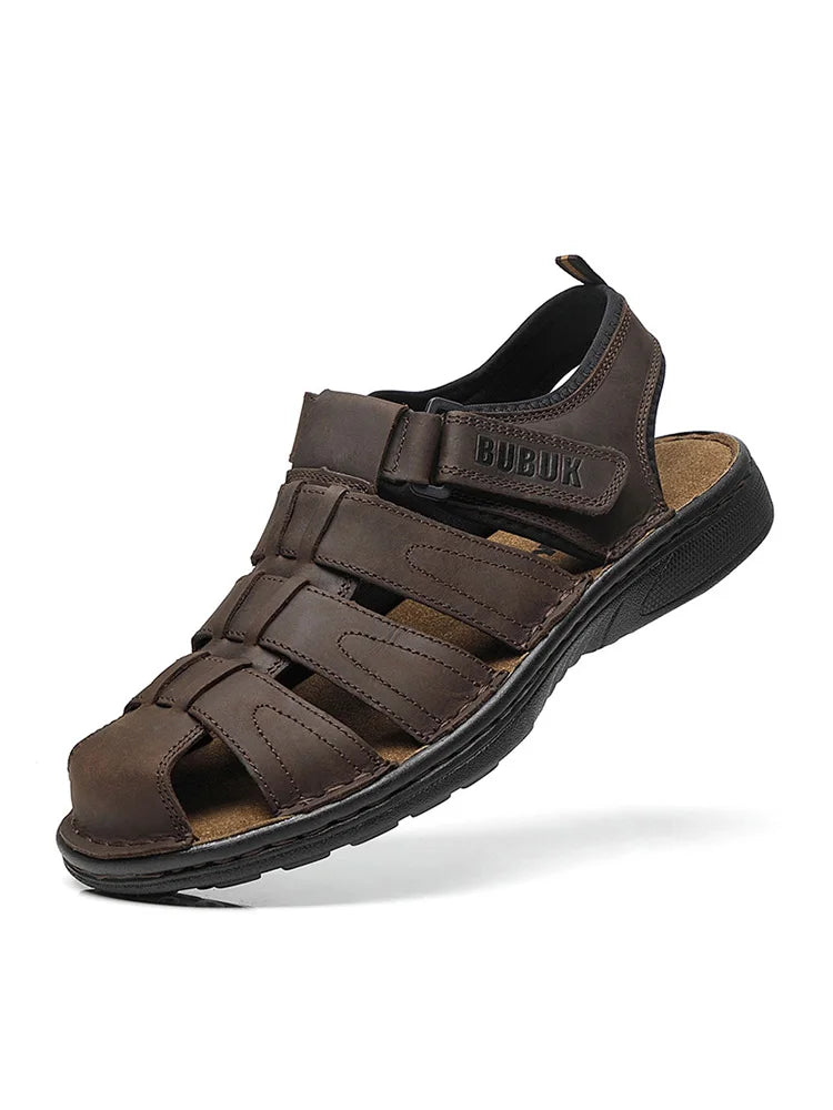 Men Cowhide Leather Beach Sandals