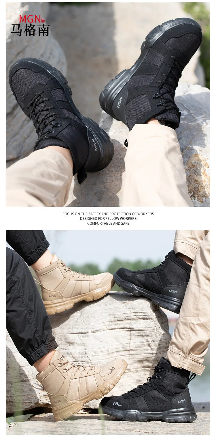 Women Safety Shoes Rotating Button Work Sneakers