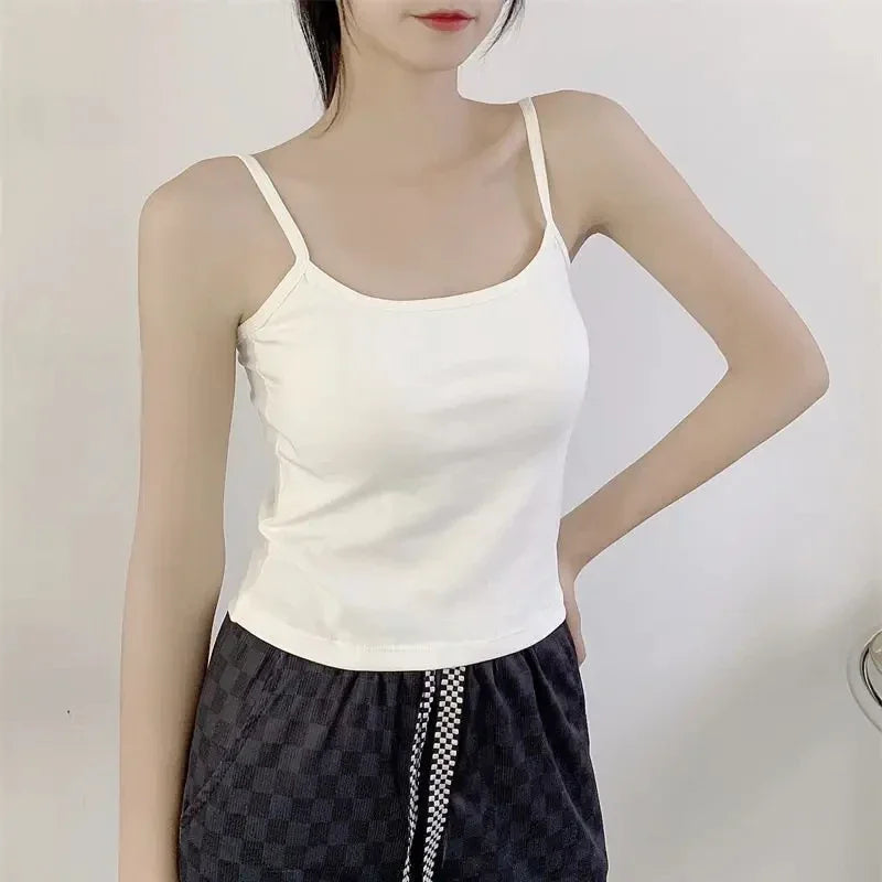 Women’s CottoForm™ padded cotton camisole, slim fit, summer sleeveless design in white.