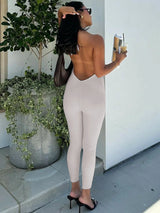 HaloGlam™ – Halter Backless Party Club Jumpsuit (Shiny, Bold & Daring)