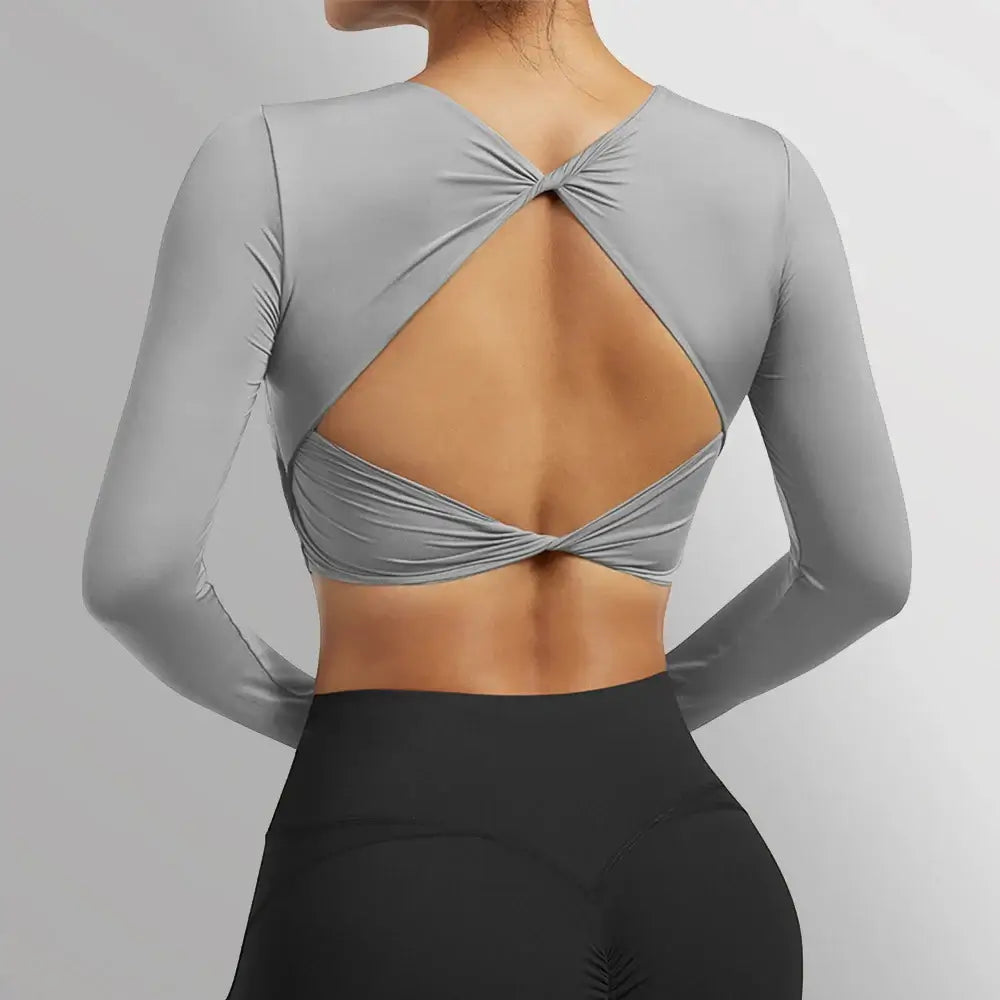 Women Open Back Long Sleeve Yoga Top