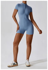 Women Summer Zipper Yoga Jumpsuit