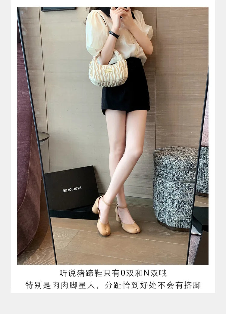 Women’s Leather Square Toe High Heel Pumps