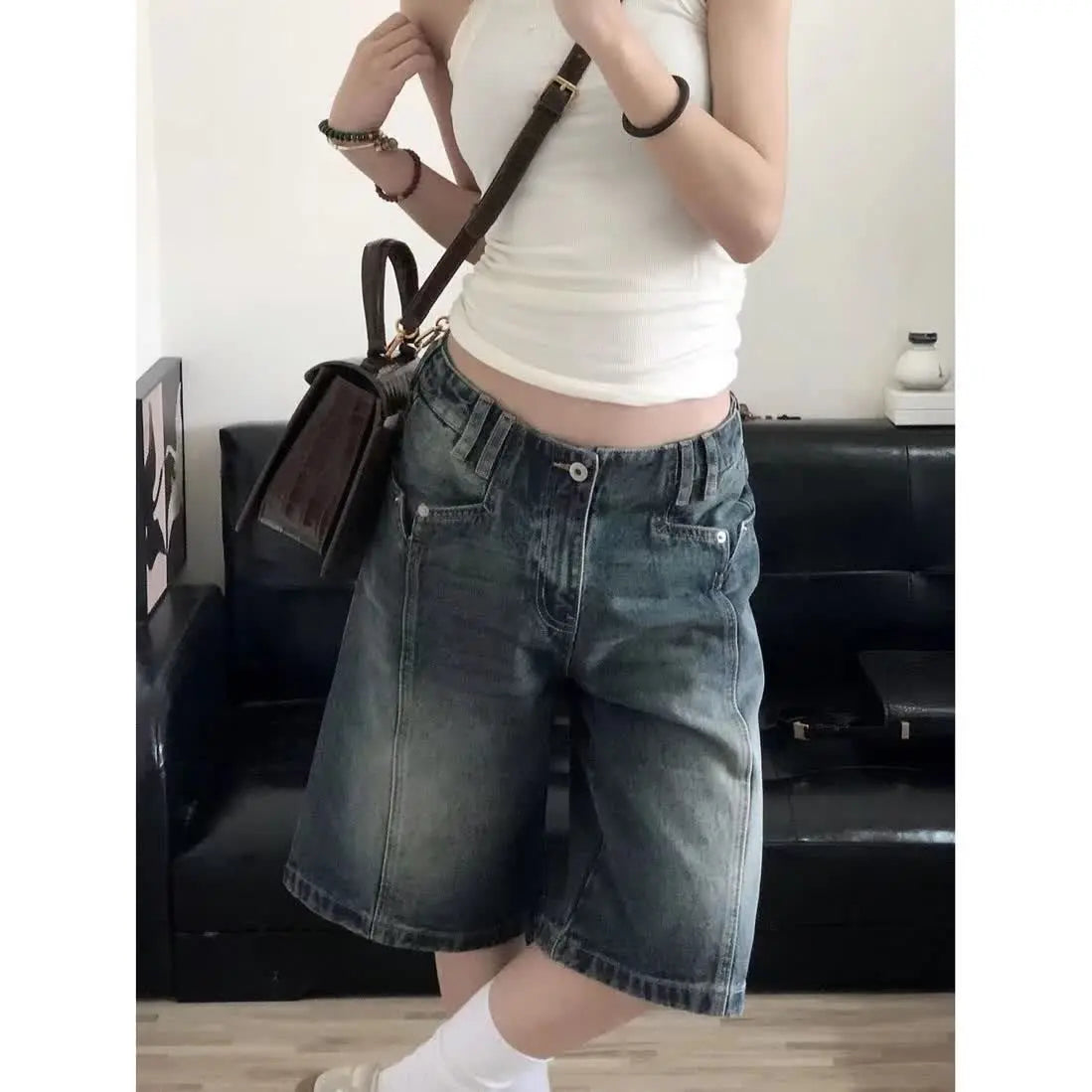 WideRush™ – Baggy Korean Jorts (Y2K Oversized Casual Shorts)