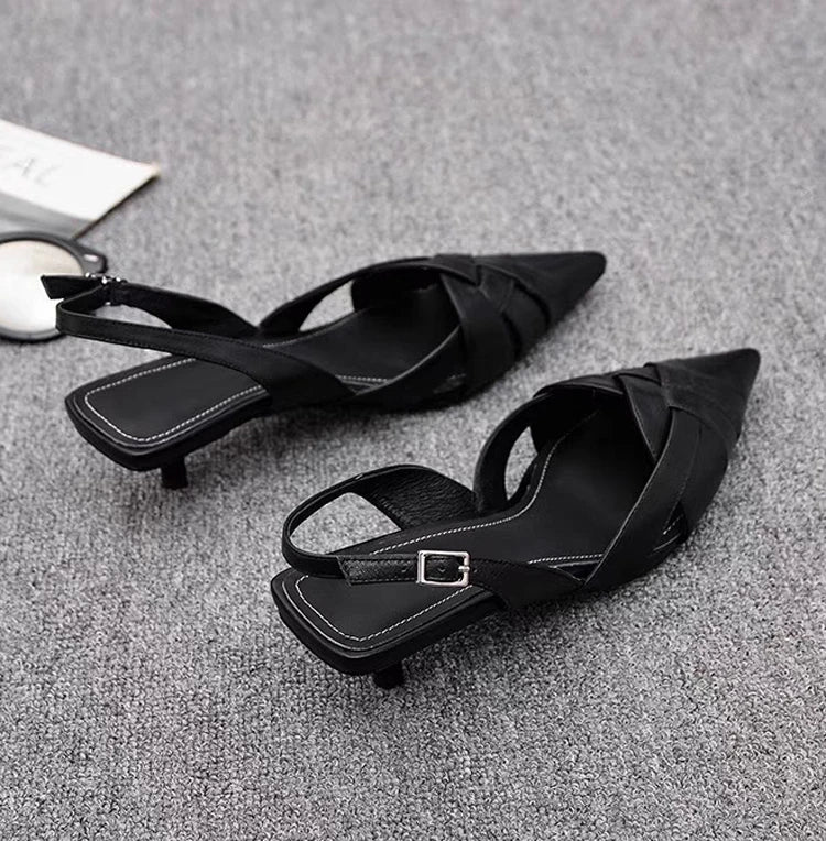 Woven Pointed Toe Heels – Elegant Sandals
