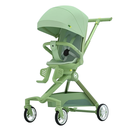 Lightweight Baby Travel Stroller Mini ELF 2 in green, foldable design for ages 0-2, supports load over 20KG.