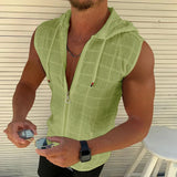 Men Check Hooded Sunblock Cardigan