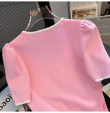 Women Square Neck Knit T-Shirt