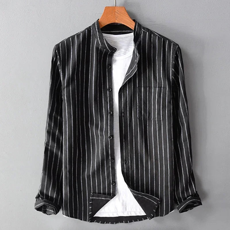 Men's Plus Size Striped Cotton Shirt – 4XL 5XL