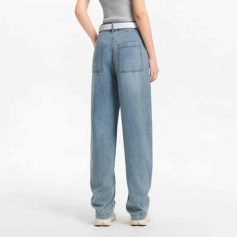 Women Curved Hem Loose Tapered Pants