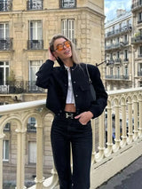 White Cropped Women's Bomber Jacket – Baseball Aviator Coat