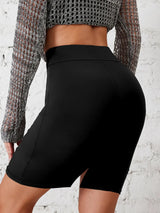 Women Solid Elastic Bodycon Skirt