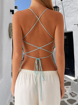 Lace Halter V-Neck Top