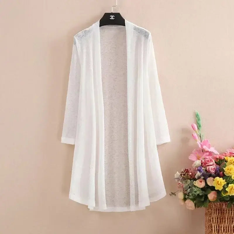 Women Ice Silk Mesh Knit Cardigan 5XL