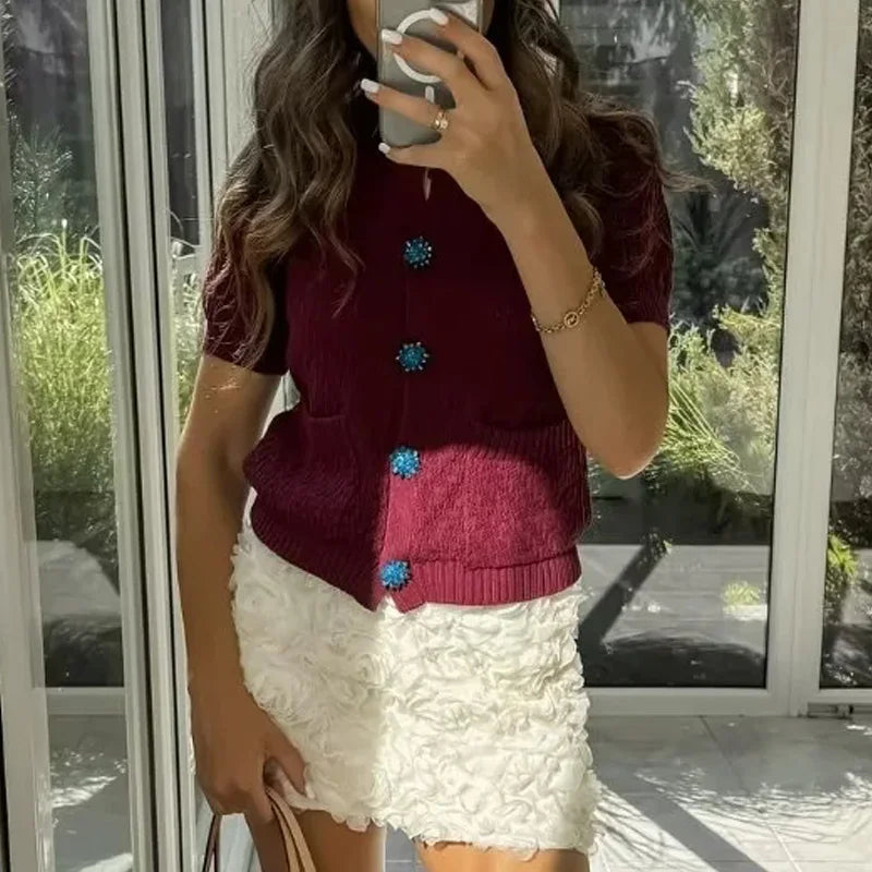 Women's Cropped Knit Cardigan Jacket