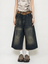 FadeMid™ – Black Retro Loose Shorts (High Waist, Y2K Mid-Length)