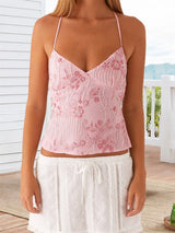 Lace Halter V-Neck Top