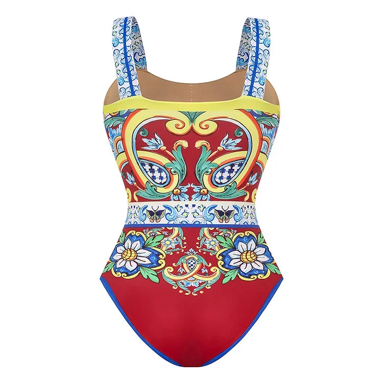 Vintage Print One Piece