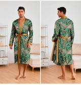 Men’s Leopard Satin Bathrobe Set