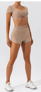 Women Crop Fit Yoga Tee