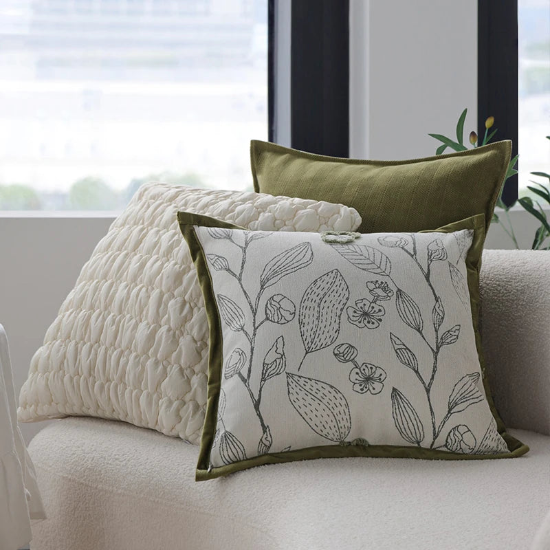 Floral Embroidered Cushion Cover