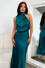 Women's Silk Satin Evening Dress