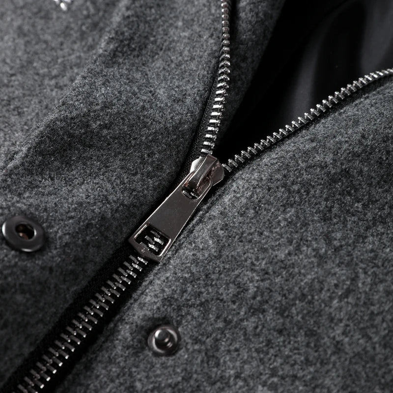 Casual Embroidered Wool Blend Bat Sleeve Coat