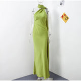 Luxe Satin Halter Evening Gown