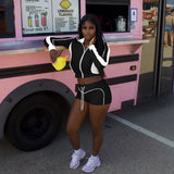 Colorblock Crop & Shorts Tracksuit