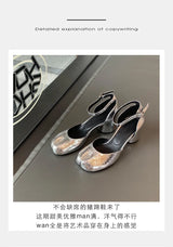 Women’s Leather Square Toe High Heel Pumps