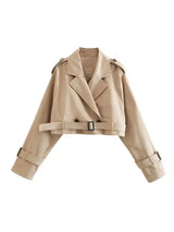 Vintage Cropped Belted Double Breasted Jacket