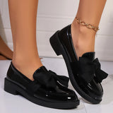 Women’s Bow Decor Leather Pointed Toe Loafers