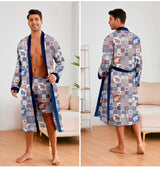 Men’s Leopard Satin Bathrobe Set