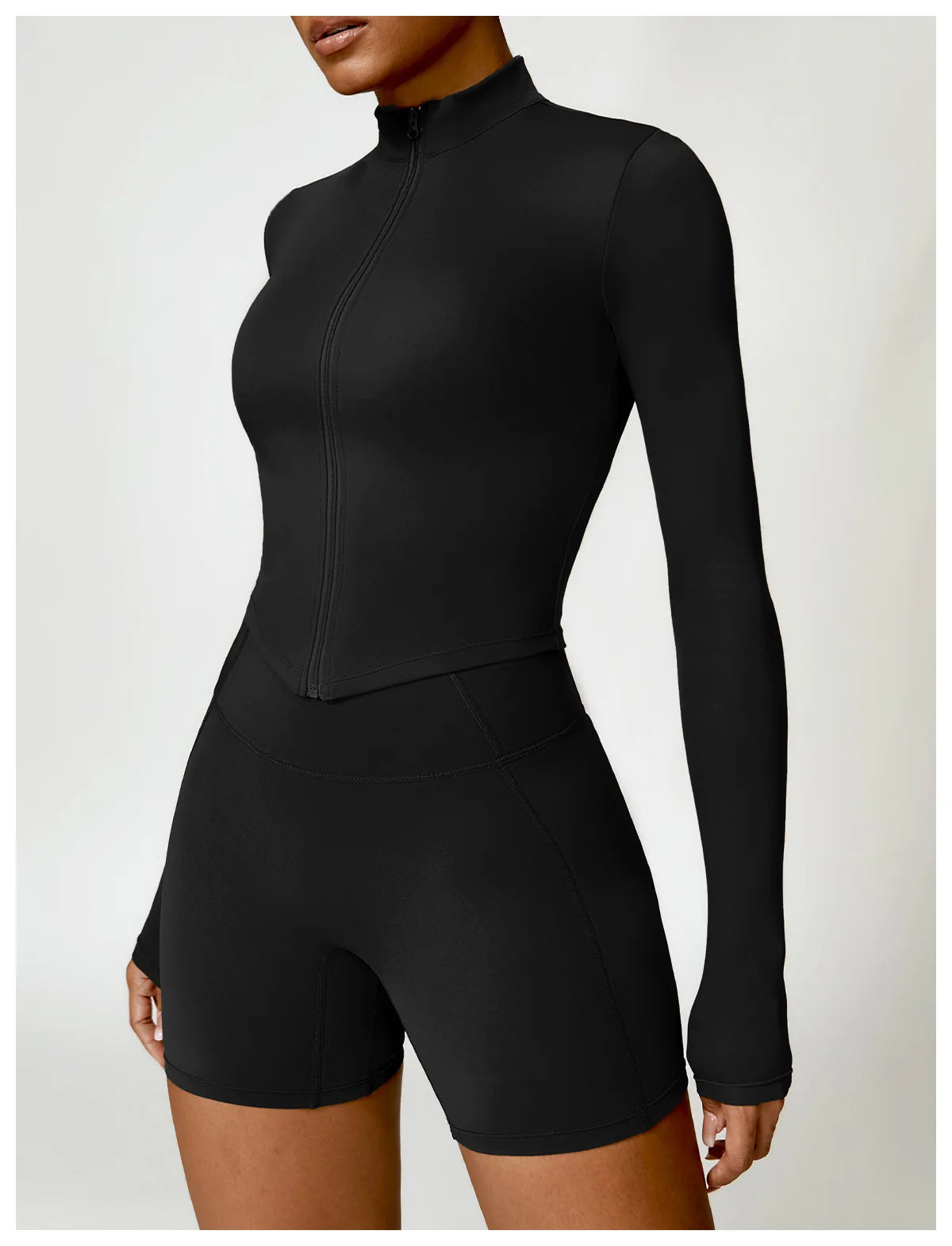 Women's Zip Long Sleeve Yoga Jacket – Gym Push-Up Sportswear Top