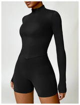 Women's Zip Long Sleeve Yoga Jacket – Gym Push-Up Sportswear Top