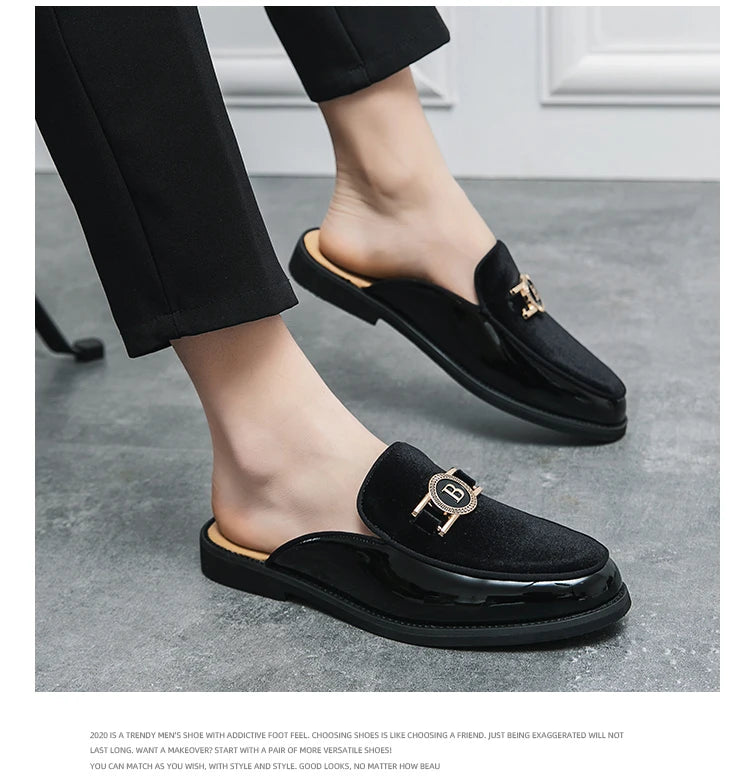 Men’s Black Leather Mules