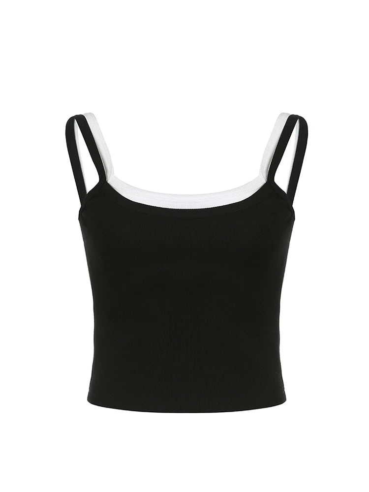 Patchwork Vintage Sleeveless Crop Top