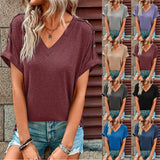 Women Cotton V-Neck Button Shirt