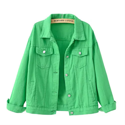 Women’s Pure Color Lapel Denim Jacket