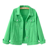 Women’s Pure Color Lapel Denim Jacket