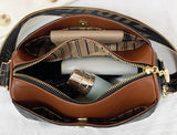 Checkered Leather Messenger Bag