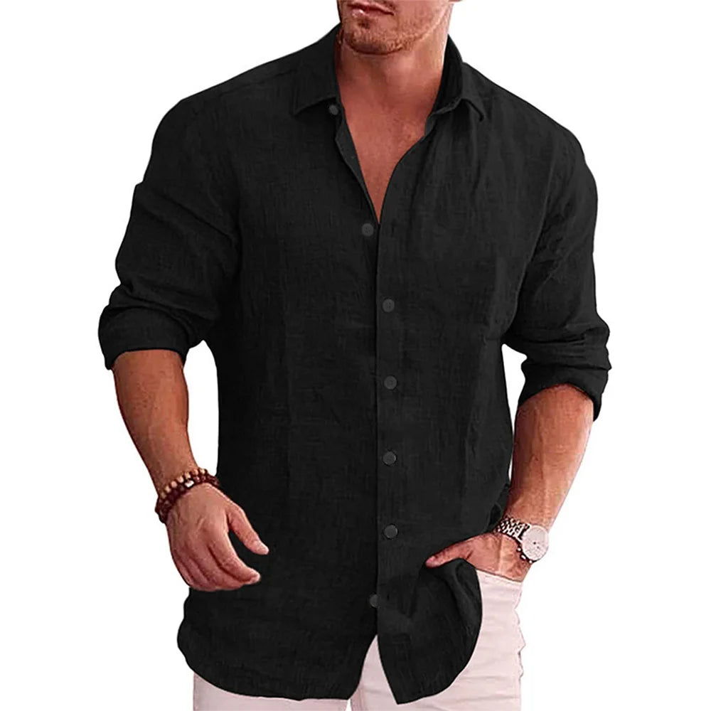 Men Linen Long Sleeve Shirt