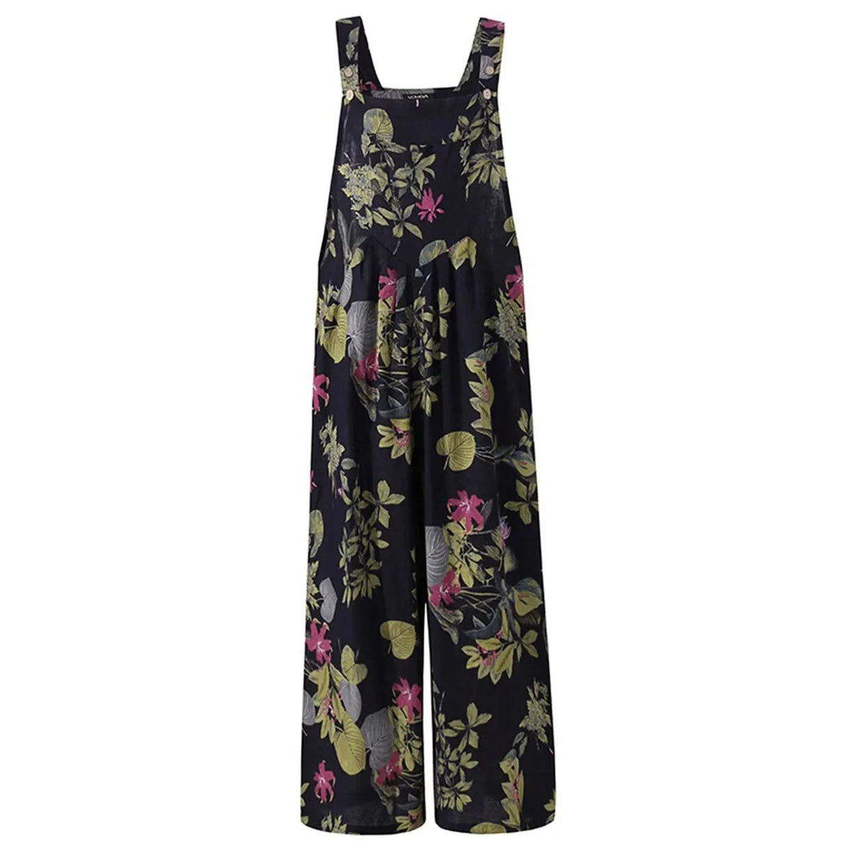 FloraLoom™ – Floral Cotton Linen Jumpsuit (Natural, Breezy & Soft-Touch)