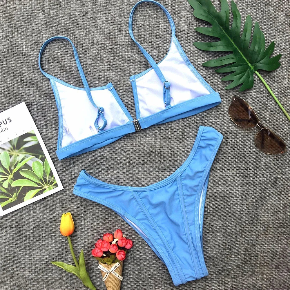 Denim V-Thong Bikini