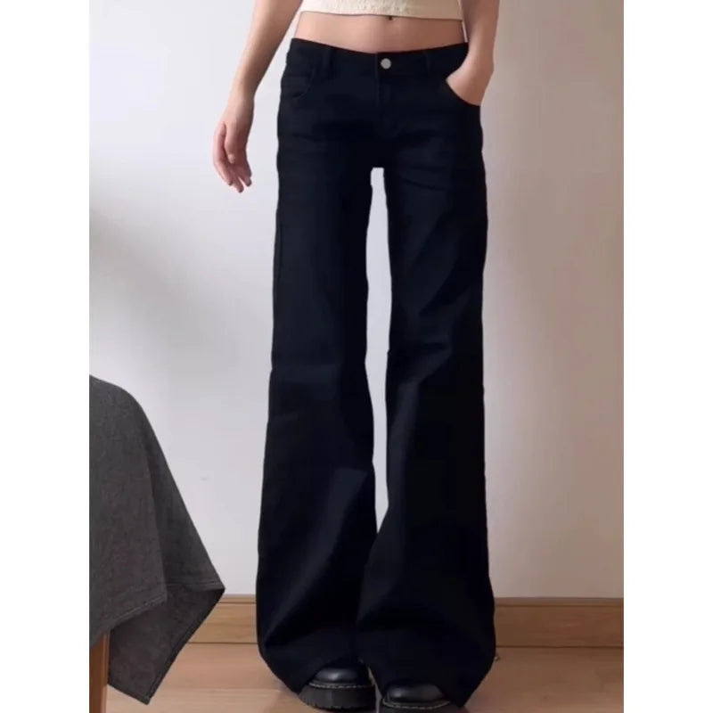 BlackMuse™ – Y2K High Waist Vintage Denim Jeans (Dark Washed, Wide Leg & Stylish)