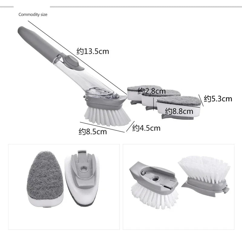 2-in-1 Kitchen Cleaning Brush with Sponge Dispenser